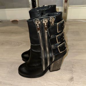 Jeffrey Campbell zipper buckle booties